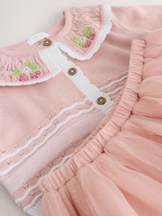 粉色 - Knitted Top And Mesh Skirt Set (3mths-10yrs) - 圖片 7，共 8