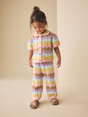 Dungi multicolore - Set de cămașă și pantaloni tricotate (3luni-10ani) - Imaginea 2 din 9