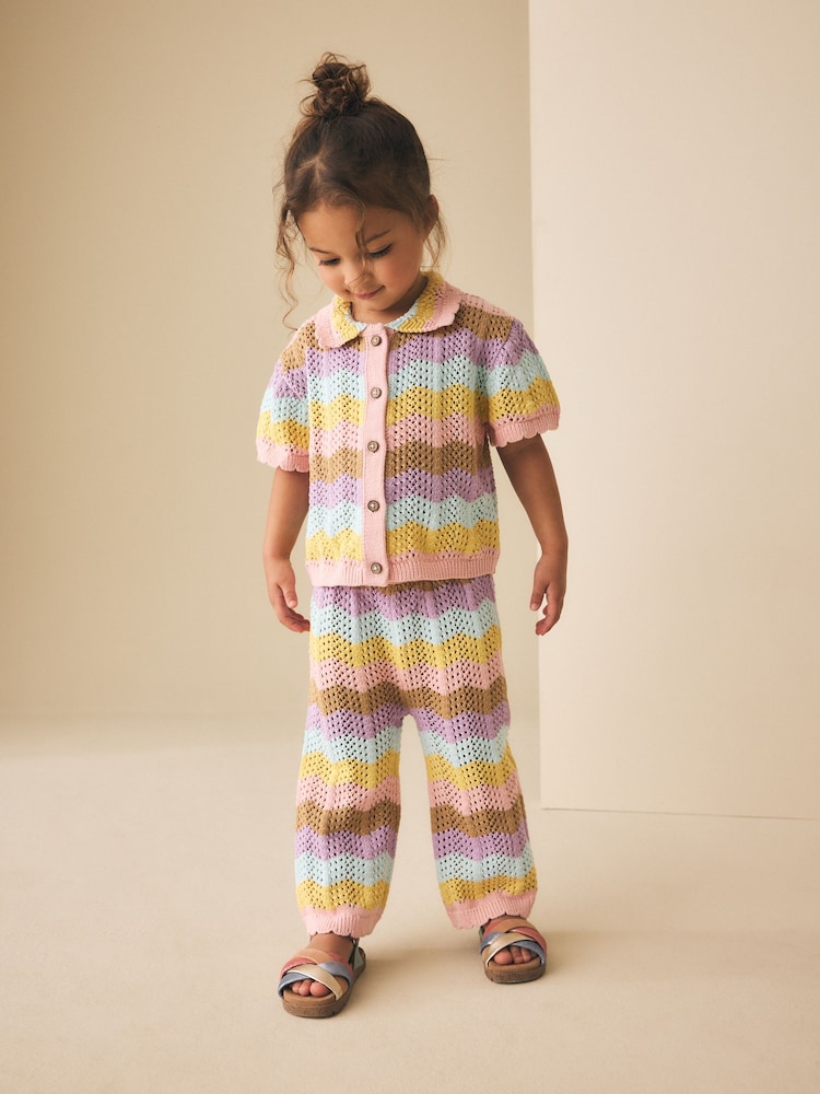 Dungi multicolore - Set de cămașă și pantaloni tricotate (3luni-10ani) - Imaginea 2 din 9