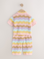 Dungi multicolore - Set de cămașă și pantaloni tricotate (3luni-10ani) - Imaginea 7 din 9