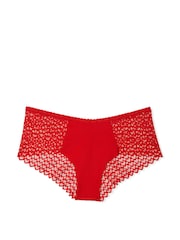 Victoria's Secret PINK Bright Vermillion Red Cheeky No Show Heart Lace Knickers - Image 3 of 3