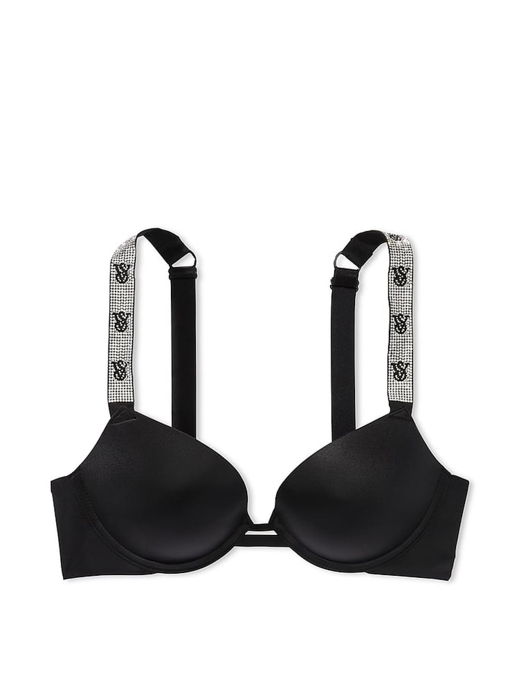 Victoria's Secret Black Monogram Push Up Shine Strap Bra - Image 3 of 3