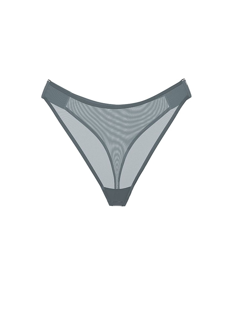 Victoria's Secret PINK Dusty Iris Blue Thong Logo Mesh Knickers - Image 3 of 3