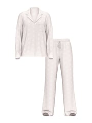 Victoria's Secret Coconut White Eyelet Modal Long Pyjamas Set - Image 1 of 2
