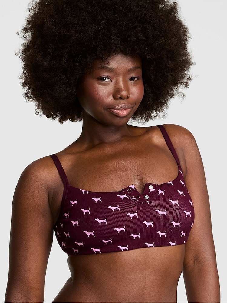 Victoria's Secret PINK Purple Rose Bralette Scoop Bralette - Image 1 of 3 Victoria's Secret PINK Purple Rose Bralette Scoop Bralette - Image 1 of 3