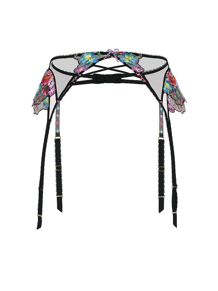 Victoria's Secret Dark Blossom Black Embroidery Garter Belt - Image 3 of 3 Victoria's Secret Dark Blossom Black Embroidery Garter Belt - Image 3 of 3