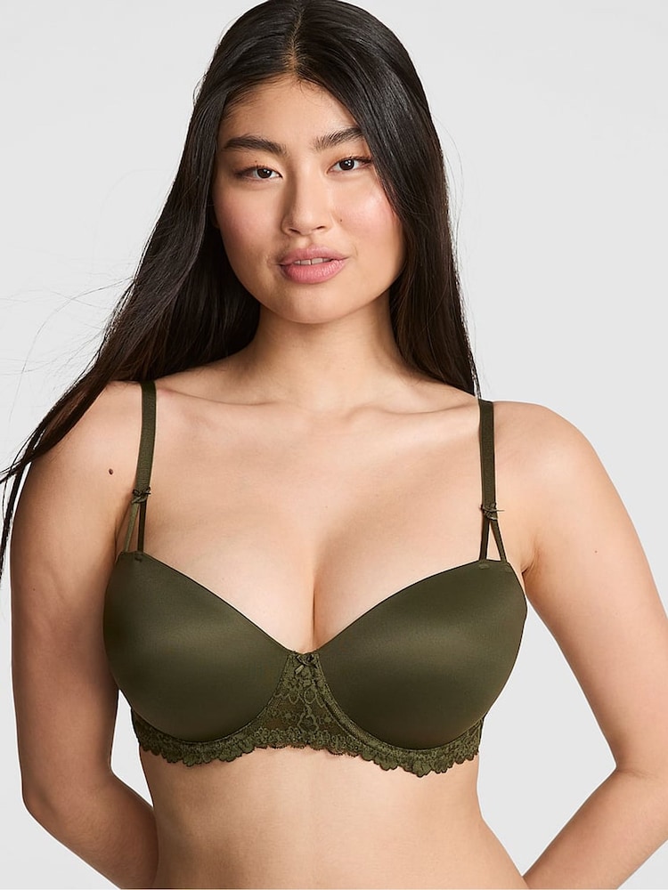 Victoria's Secret PINK Olive Green Lightly Lined Balcony Bra - Image 1 of 4 Victoria's Secret PINK Olive Green Lightly Lined Balcony Bra - Image 1 of 4