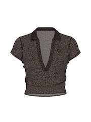 Victoria's Secret PINK Brown Leopard Mesh Cover Up Crop Top - Image 3 of 3
