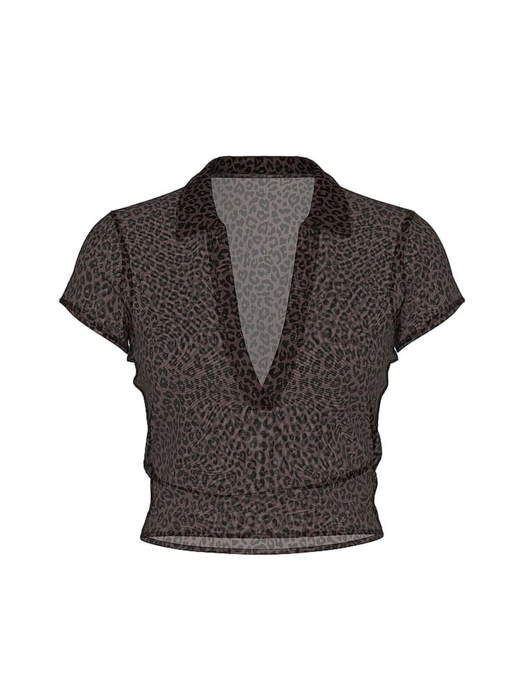 Victoria's Secret PINK Brown Leopard Mesh Cover Up Crop Top - Image 3 of 3