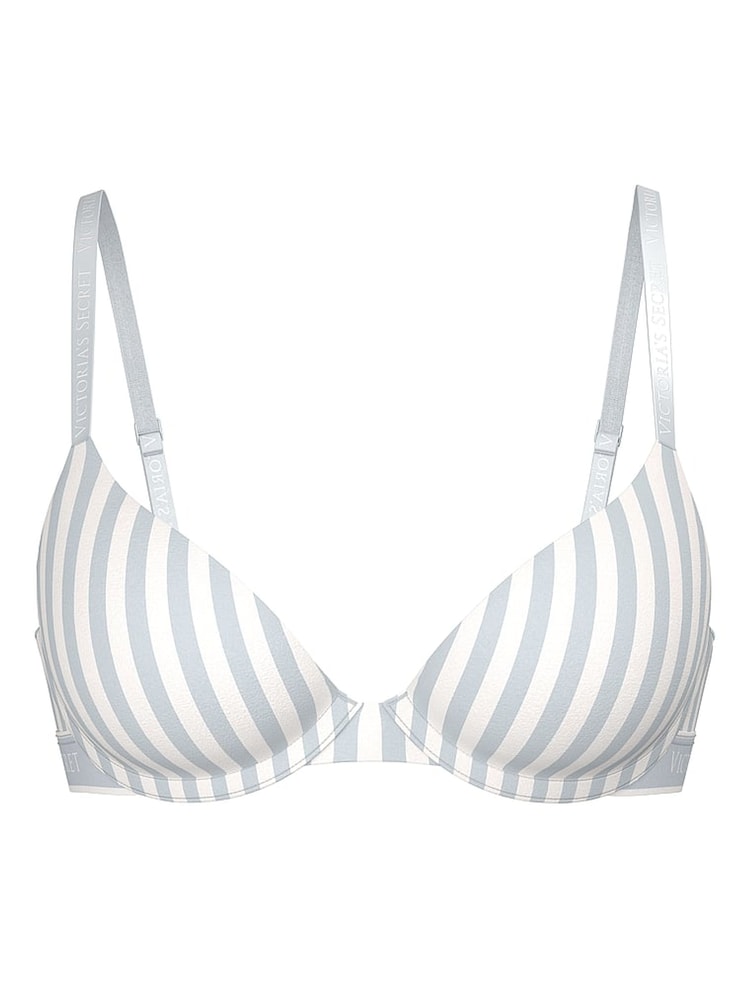 Victoria's Secret Grey fog Stripe Lightly Lined Demi Cotton Logo Bra - Image 1 of 2 Victoria's Secret Grey fog Stripe Lightly Lined Demi Cotton Logo Bra - Image 1 of 2