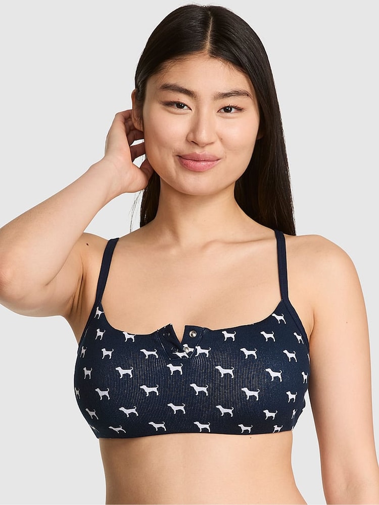 Victoria's Secret PINK Noir Navy Blue Bralette Scoop Bralette - Image 1 of 3 Victoria's Secret PINK Noir Navy Blue Bralette Scoop Bralette - Image 1 of 3