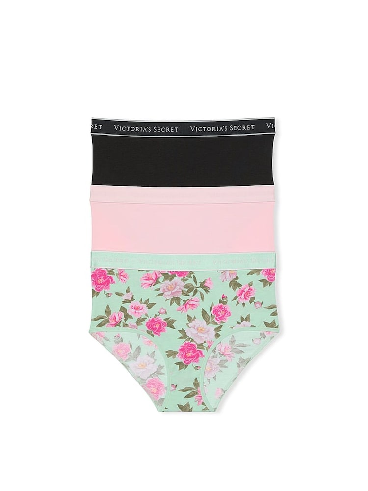 Victoria's Secret Black/Green/Pink Brief 3 Pack Knickers - Image 1 of 1 Victoria's Secret Black/Green/Pink Brief 3 Pack Knickers - Image 1 of 1