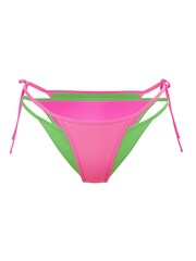 Victoria's Secret PINK Carmine Rose Pink/Wild Green Double Layer Bikini Bottoms - Image 3 of 3