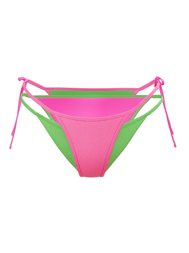 Victoria's Secret PINK Carmine Rose Pink/Wild Green Double Layer Bikini Bottoms - Image 3 of 3
