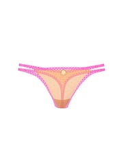 Victoria's Secret PINK Vitamin C Orange Double Strap Thong Lace Trim Knickers - Image 3 of 3