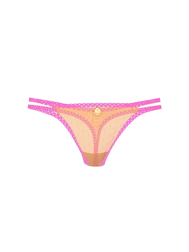 Victoria's Secret PINK Vitamin C Orange Double Strap Thong Lace Trim Knickers - Image 3 of 3