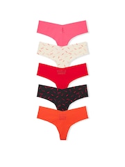 Victoria's Secret PINK Red/Green/Black/Pink Thong Knickers 5 Pack - Image 1 of 2