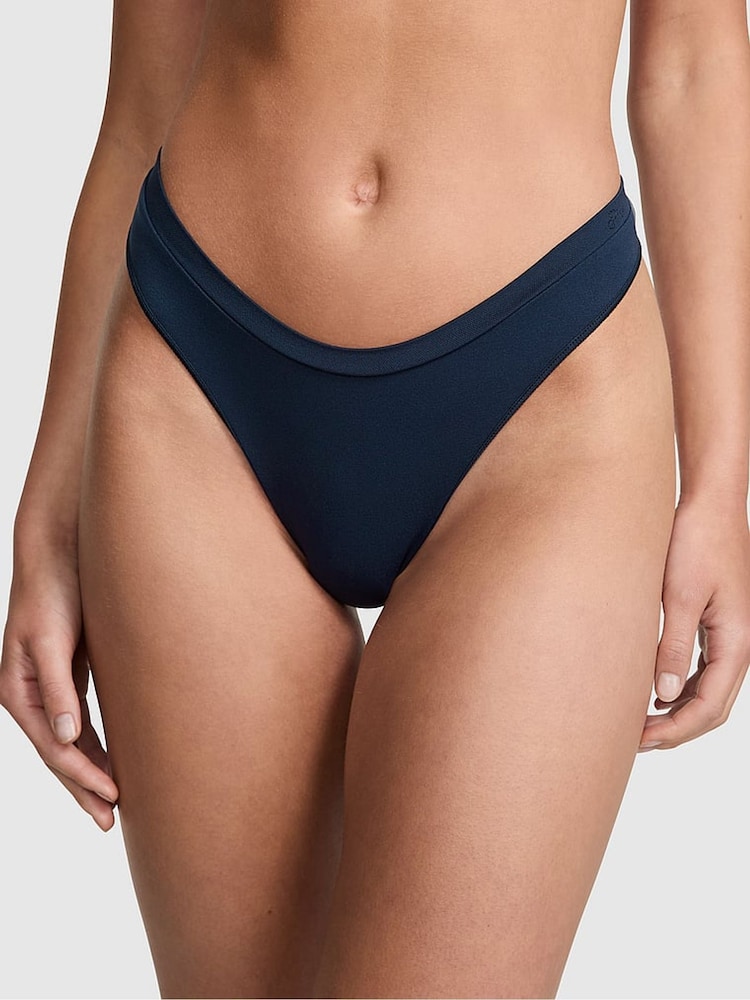 Victoria's Secret PINK Noir Navy Blue Thong Seamless Scoop Thong Knickers - Image 1 of 3 Victoria's Secret PINK Noir Navy Blue Thong Seamless Scoop Thong Knickers - Image 1 of 3