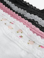 Victoria's Secret White/Pink/Black/Grey Cheeky 7 Pack Lace Trim Knickers - Image 4 of 12
