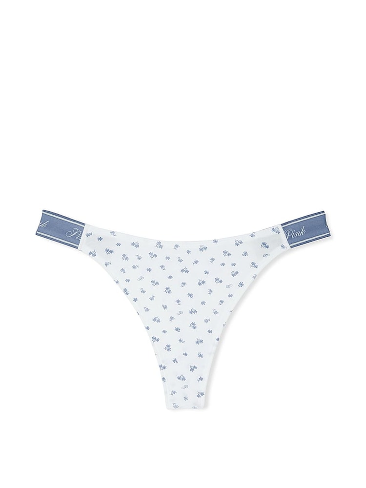 Victoria's Secret PINK White Floral Thong Cotton Logo Knickers - Image 3 of 3