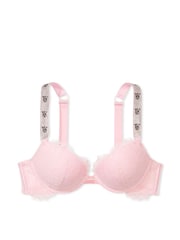 Victoria's Secret Pretty Blosson Pink Monogram Push Up Shine Strap Lace Bra - Image 3 of 3