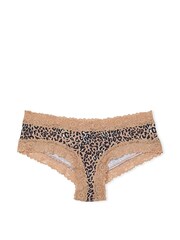 Victoria's Secret PINK Leopard Brown Cheeky Lace Trim Rib Knickers - Image 3 of 3