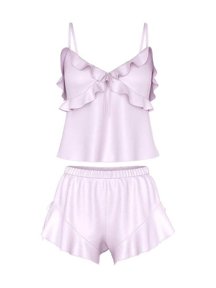 Victoria's Secret Delicate Violet Purple Ruffled Cami Set - Image 1 of 2