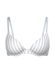 Victoria's Secret Grey Fog Stripe Full Cup Push Up Cotton Logo Bra - Image 1 of 2