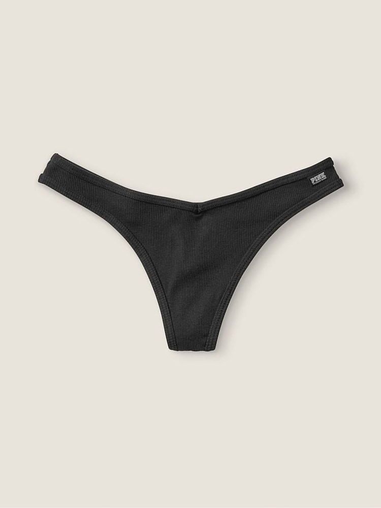 Victoria's Secret PINK Black Thong Cotton Knickers - Image 2 of 2 Victoria's Secret PINK Black Thong Cotton Knickers - Image 2 of 2