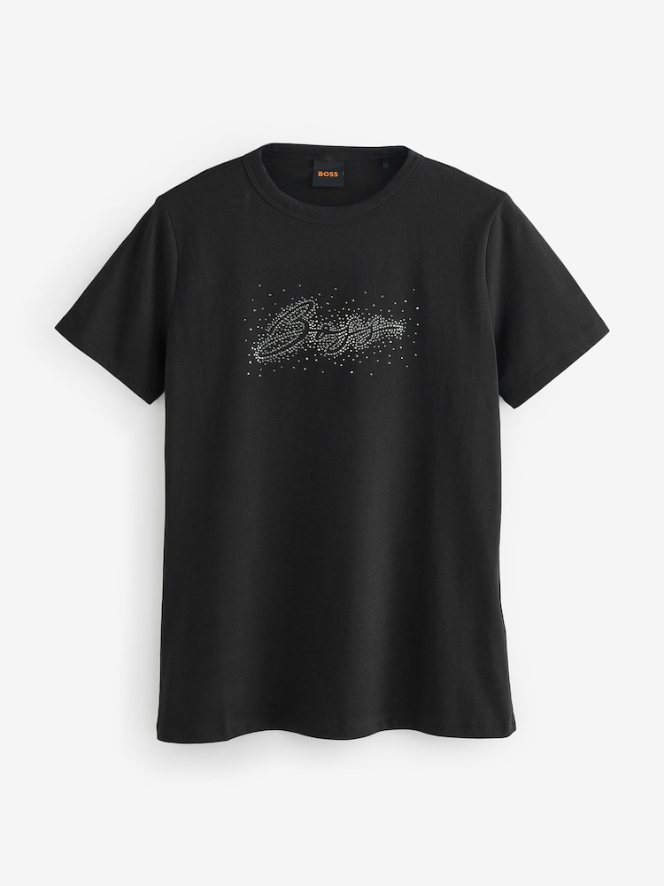 BOSS Logo Sparkle Graphic Print T-Shirt - Imagem 1 de 1