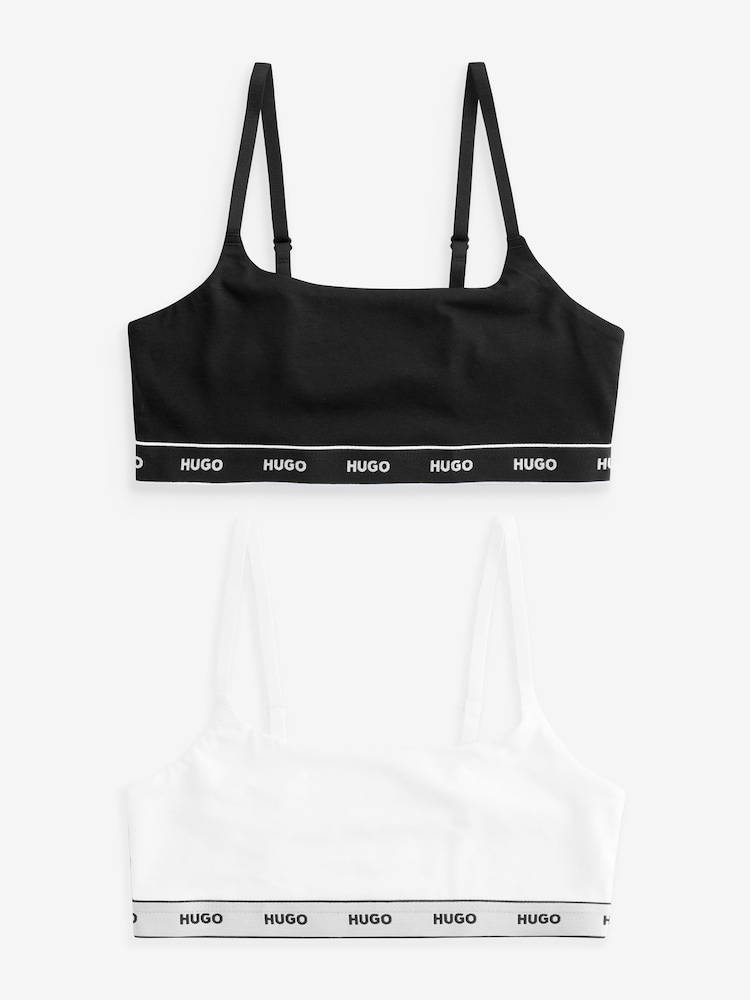 HUGO White Logo Band 2-Pack Bralettes - Image 1 of 3