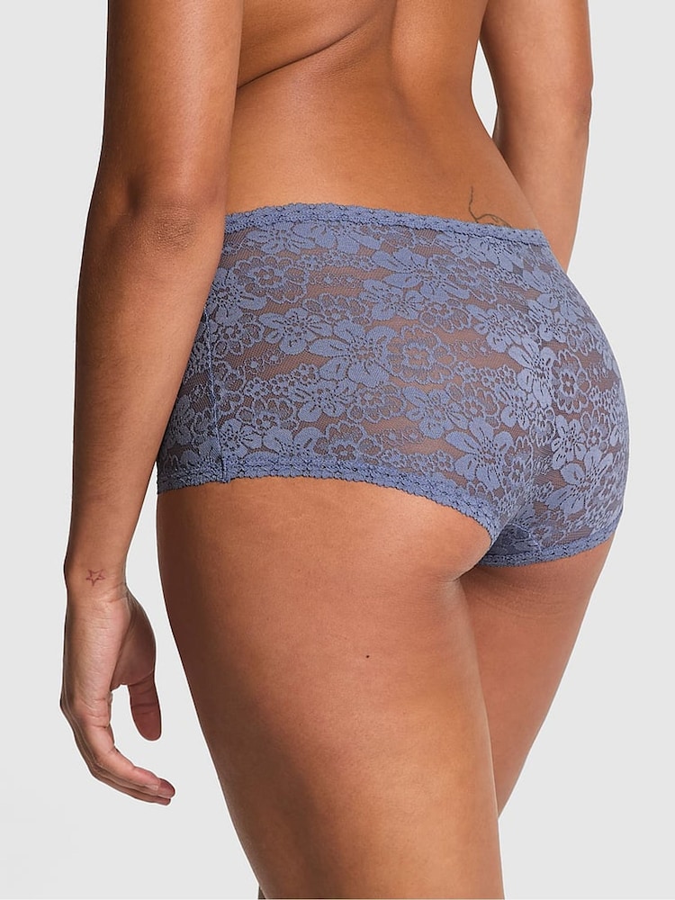 Victoria's Secret PINK Dusty Iris Blue Short Floral Lace Knickers - Image 2 of 2