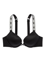 Victoria's Secret Black Monogram Add 2 Cups Push Up Bombshell Shine Strap Bra - Image 3 of 3
