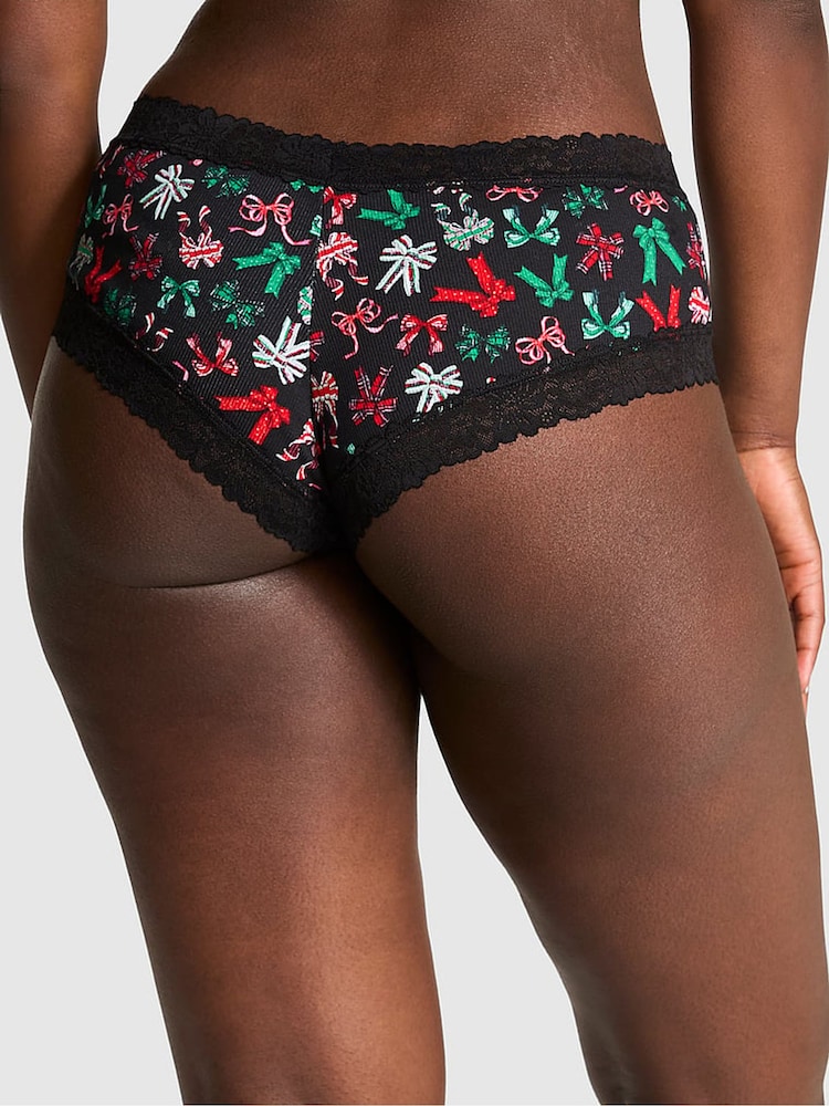 Victoria's Secret PINK Black Bows Cheeky Lace Trim Rib Knickers - Image 2 of 3 Victoria's Secret PINK Black Bows Cheeky Lace Trim Rib Knickers - Image 2 of 3