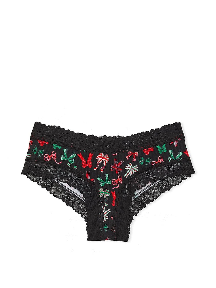 Victoria's Secret PINK Black Bows Cheeky Lace Trim Rib Knickers - Image 3 of 3 Victoria's Secret PINK Black Bows Cheeky Lace Trim Rib Knickers - Image 3 of 3