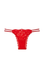 Victoria's Secret Vermillion Red Brazilian Twinkle Strap Lace Knickers - Image 3 of 4
