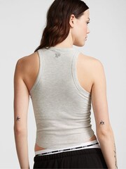 Victoria's Secret PINK Heather Stone Grey High Neck Shrunken Rib Tank Top - Image 2 of 3