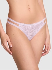Victoria's Secret PINK Purple Whisper Double Strap Thong Eyelet Lace Knickers - Image 1 of 3