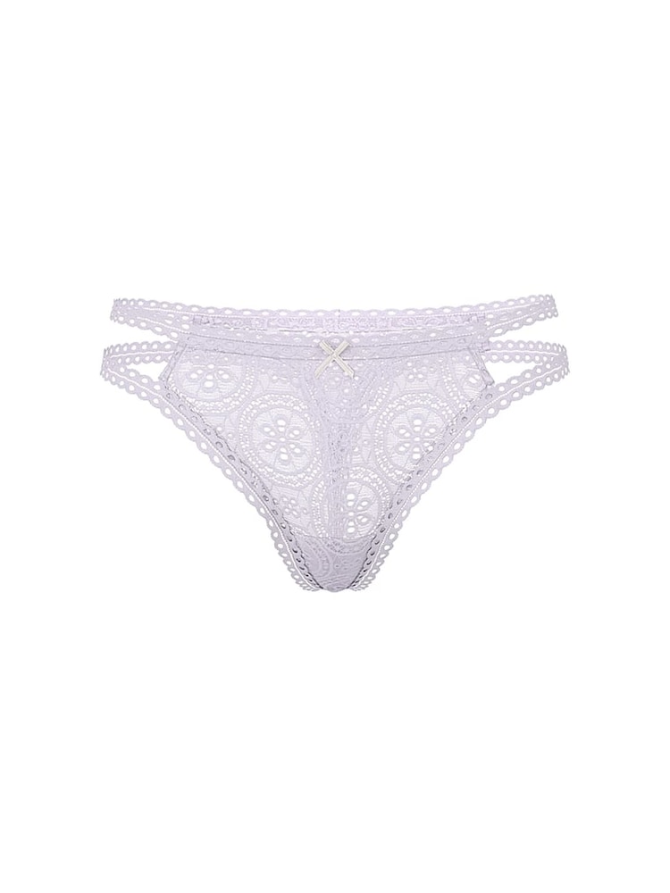 Victoria's Secret PINK Purple Whisper Double Strap Thong Eyelet Lace Knickers - Image 3 of 3 Victoria's Secret PINK Purple Whisper Double Strap Thong Eyelet Lace Knickers - Image 3 of 3