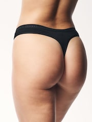 Victoria's Secret Black Thong Logo 4 Pack Knickers - Image 3 of 4