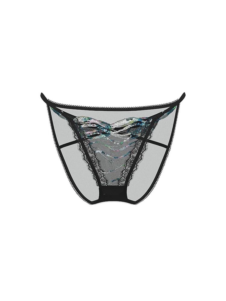 Victoria's Secret Siren Black Bikini Sequin Embroidery Knickers - Image 1 of 2 Victoria's Secret Siren Black Bikini Sequin Embroidery Knickers - Image 1 of 2