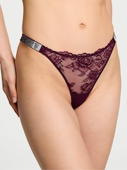 Victoria's Secret Kir Red Thong Scattered Shine Strap Lace Knickers - Image 1 of 2