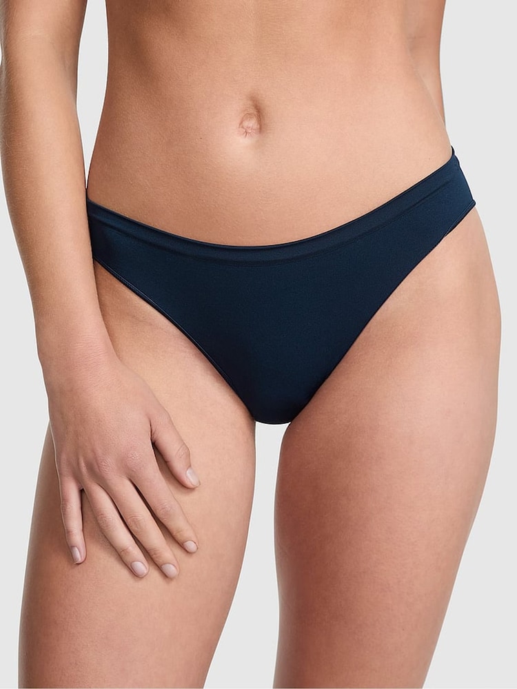 Victoria's Secret PINK Noir Navy Blue Bikini Seamless Scoop Thong Knickers - Image 1 of 3 Victoria's Secret PINK Noir Navy Blue Bikini Seamless Scoop Thong Knickers - Image 1 of 3