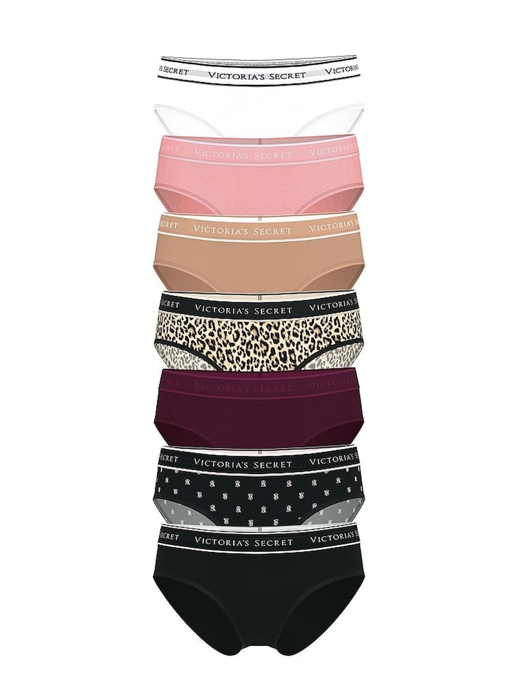 Victoria's Secret White/Pink/Nude/Black 7 Pack Logo Knickers - Image 1 of 2 Victoria's Secret White/Pink/Nude/Black 7 Pack Logo Knickers - Image 1 of 2