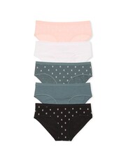 Victoria's Secret Pink/White/Green/Black Hipster Logo 5 Pack Knickers - Image 1 of 3