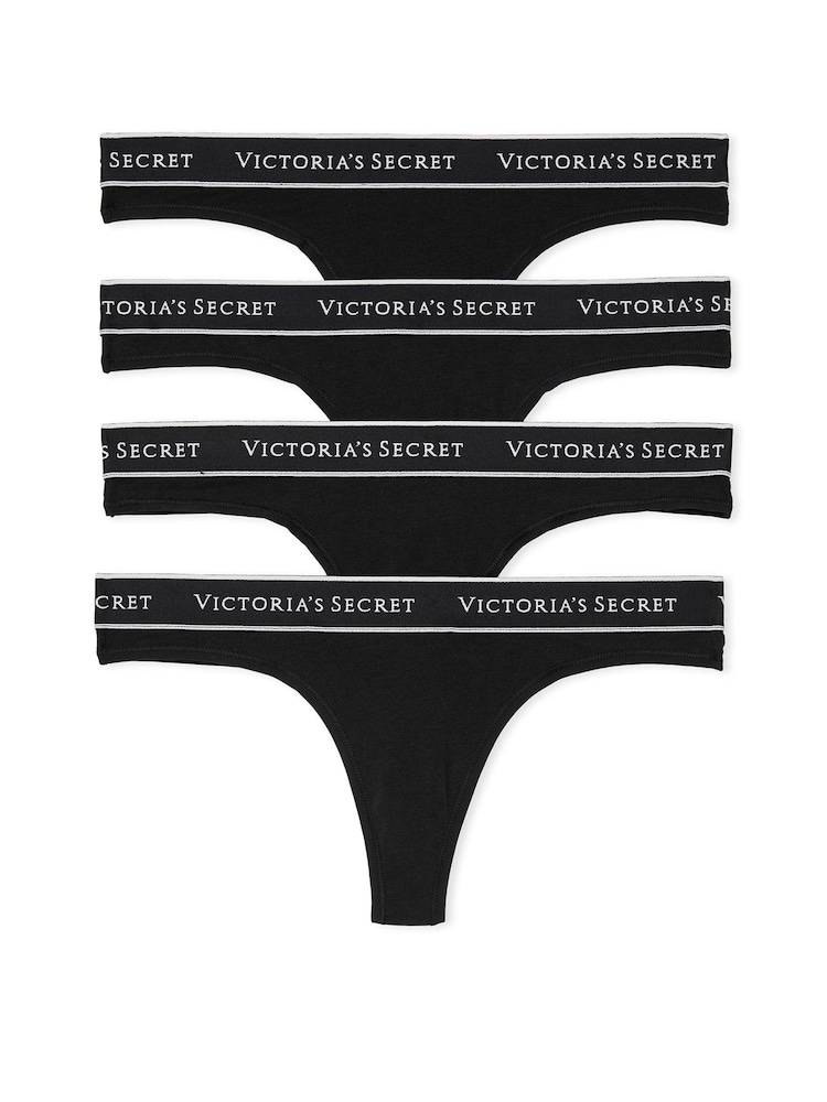 Victoria's Secret Black Thong Logo 4 Pack Knickers - Image 5 of 5 Victoria's Secret Black Thong Logo 4 Pack Knickers - Image 5 of 5