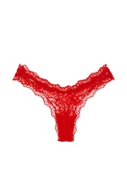 Victoria's Secret Lipstick Red Thong Rose Lace Knickers - Image 4 of 4