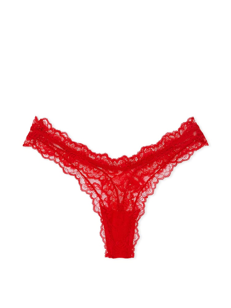 Victoria's Secret Lipstick Red Thong Rose Lace Knickers - Image 4 of 4 Victoria's Secret Lipstick Red Thong Rose Lace Knickers - Image 4 of 4