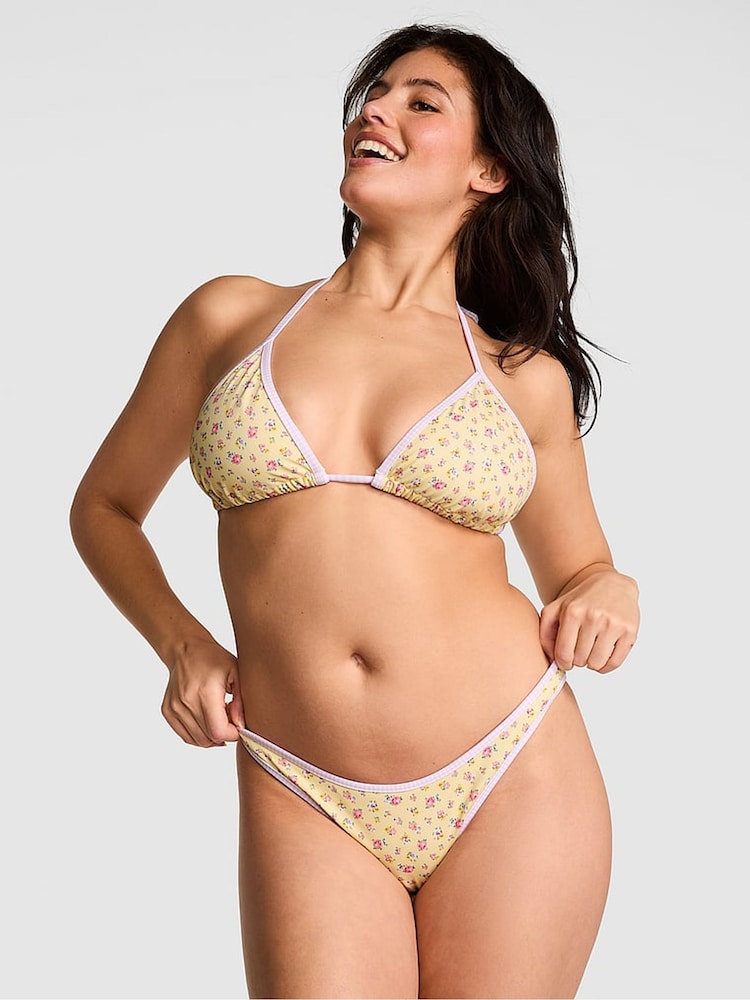 Victoria's Secret PINK Yellow Floral Triangle Bikini Top - Image 2 of 4