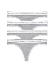 Victoria's Secret Grey Thong Logo 4 Pack Knickers - Image 1 of 7